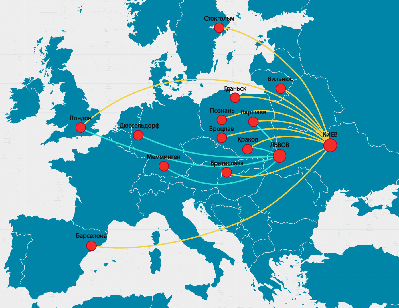 15 новых маршрутов Ryanair из Киева и Львова с октября 2018 года