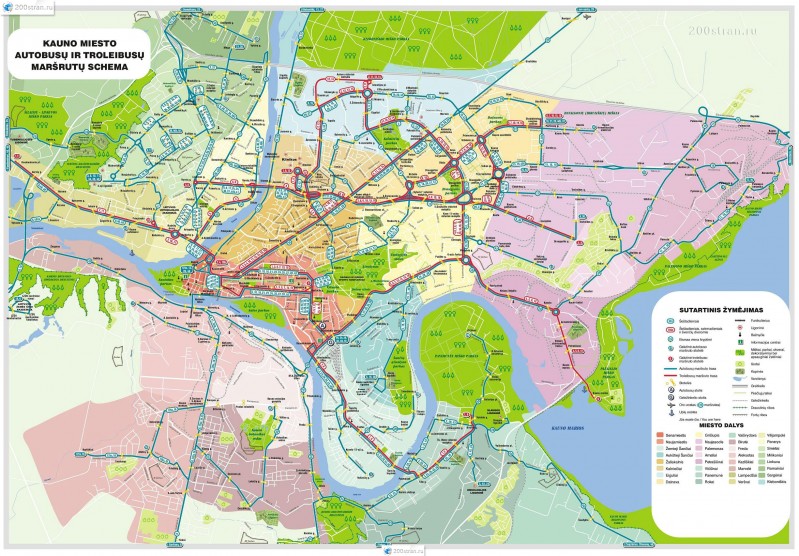 Схема общественного транспорта Каунаса. 